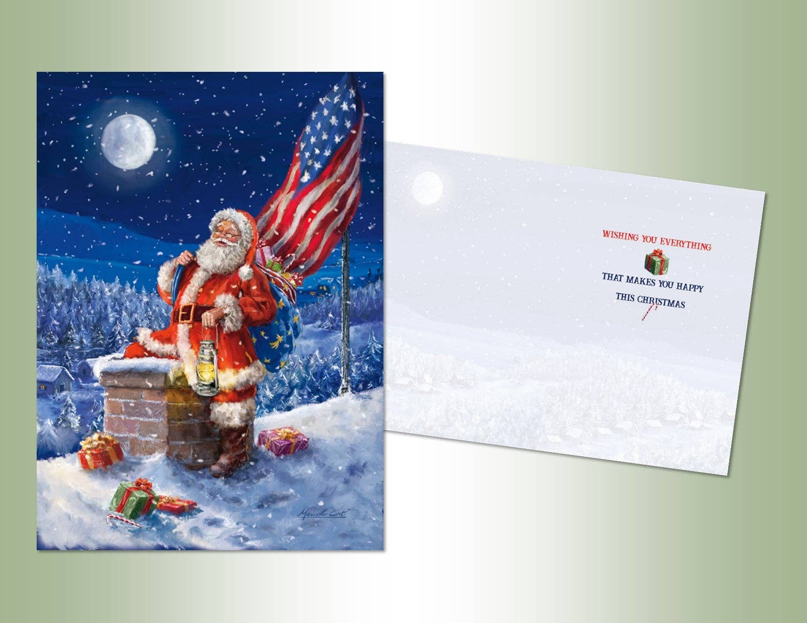 Patriotic Santa Christmas cards