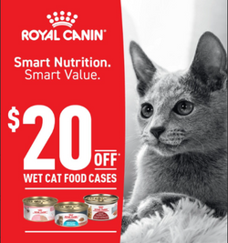 $20.00 Off Royal Canin Wet Cat Food cases