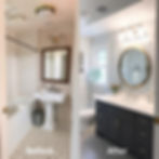 Bathroom remodel showing outdated before and luxury after