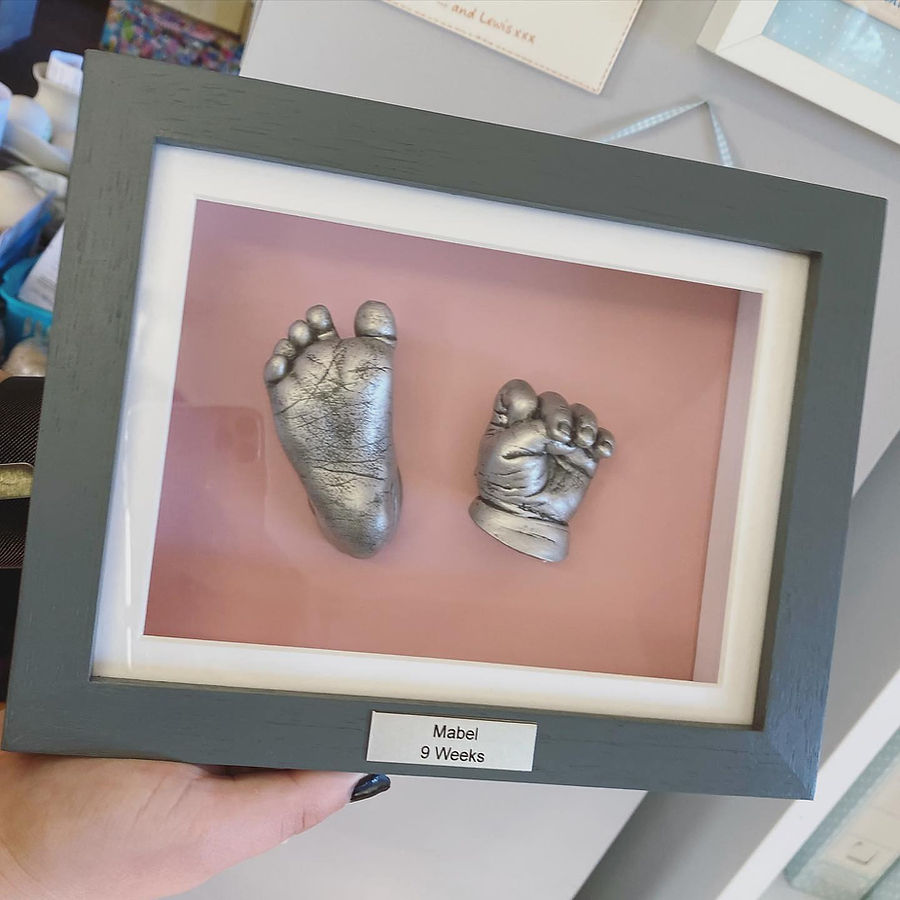 3d casts framed silver child baby prints