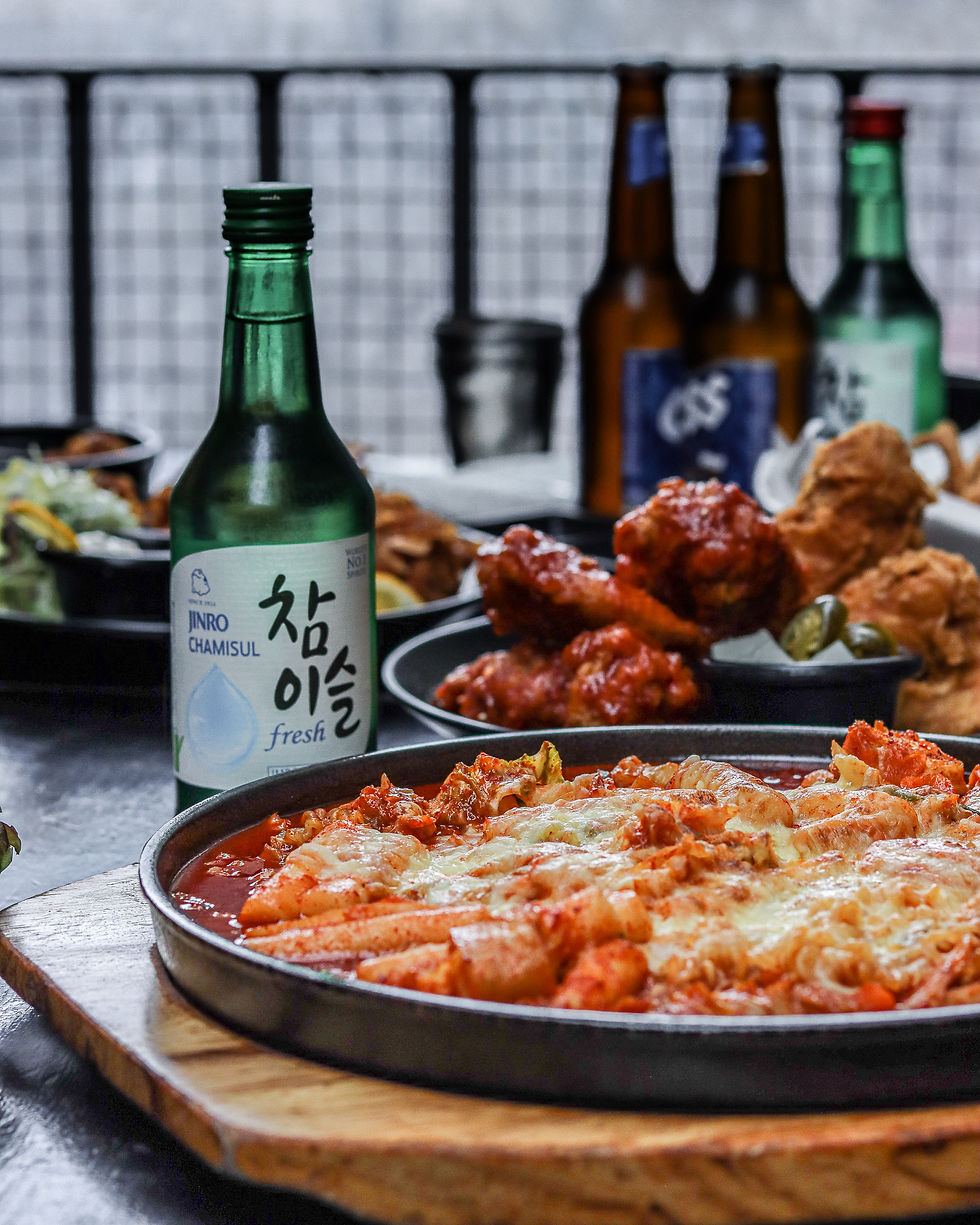 Tteokbokki and soju from Pocha in Auckland City