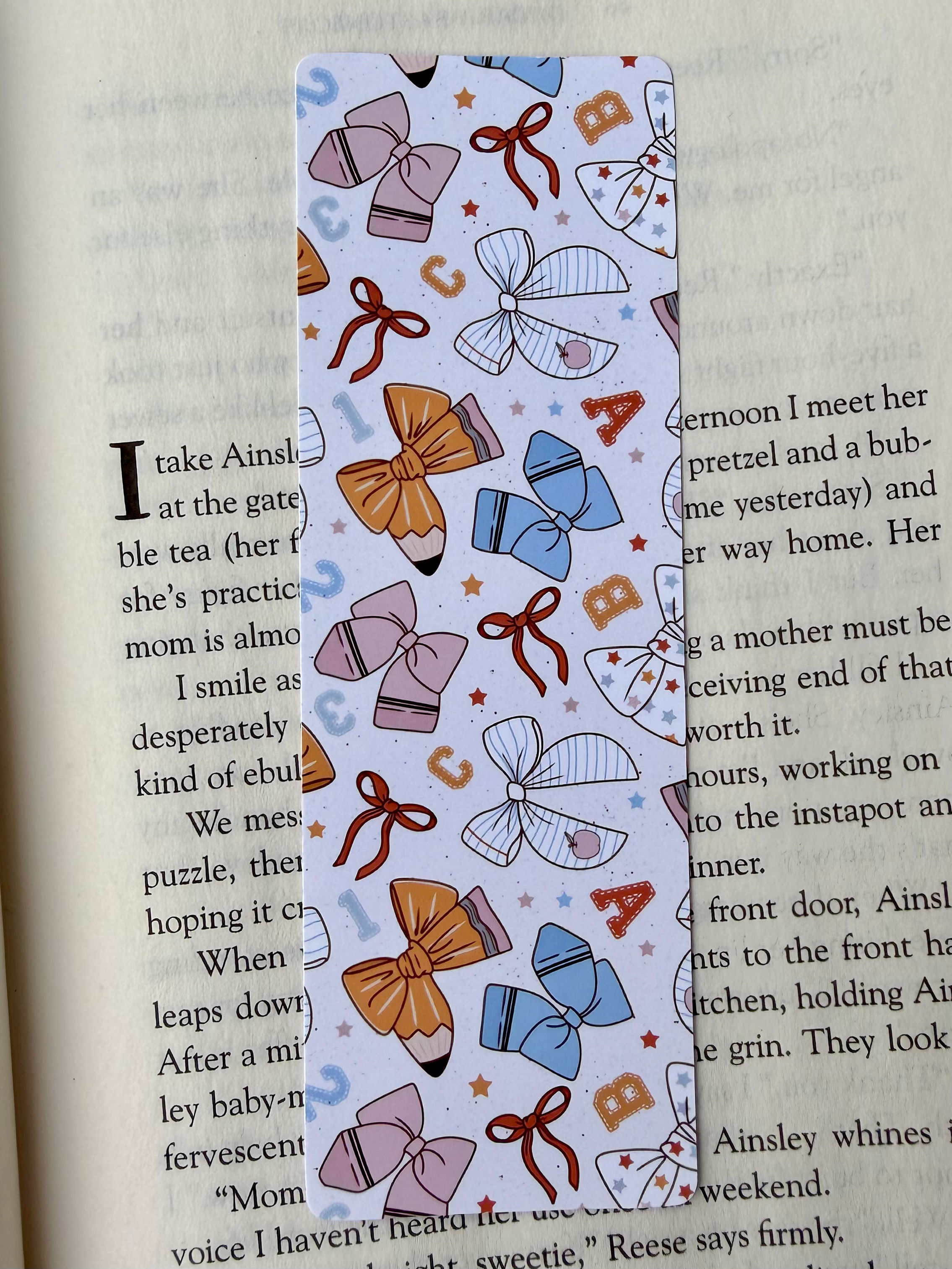 back to school bows bookmark