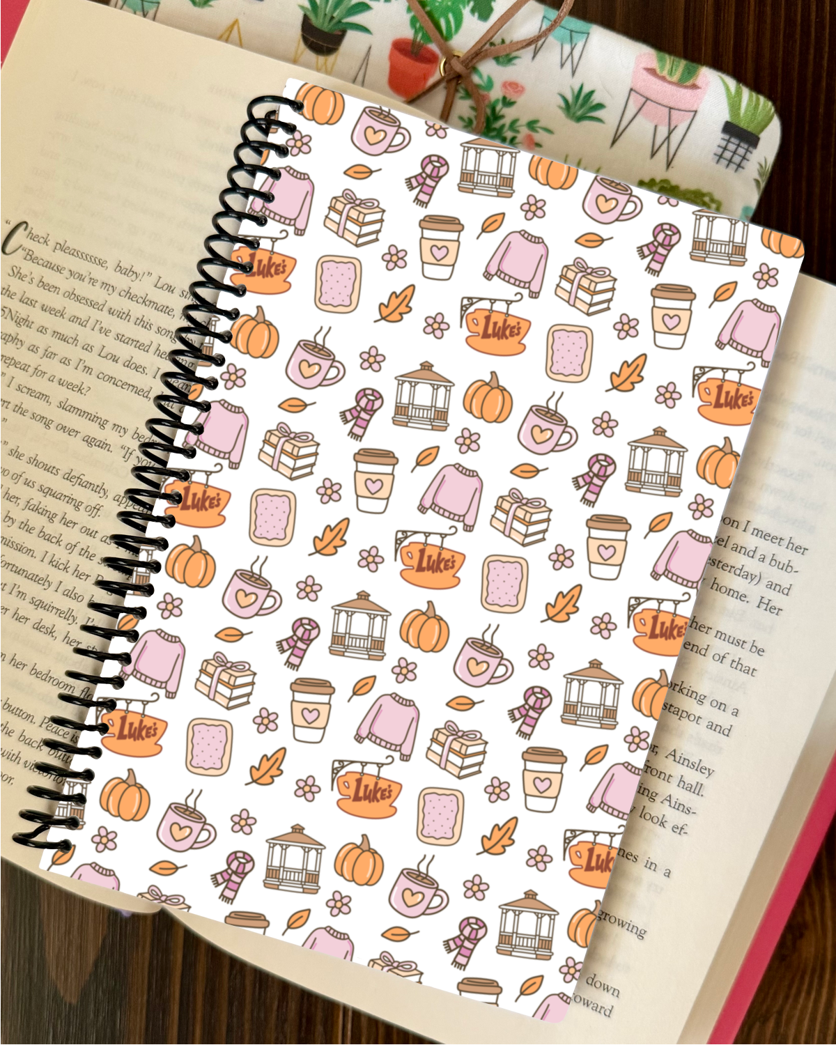 pink & orange fall gilmore girls spiral notebook