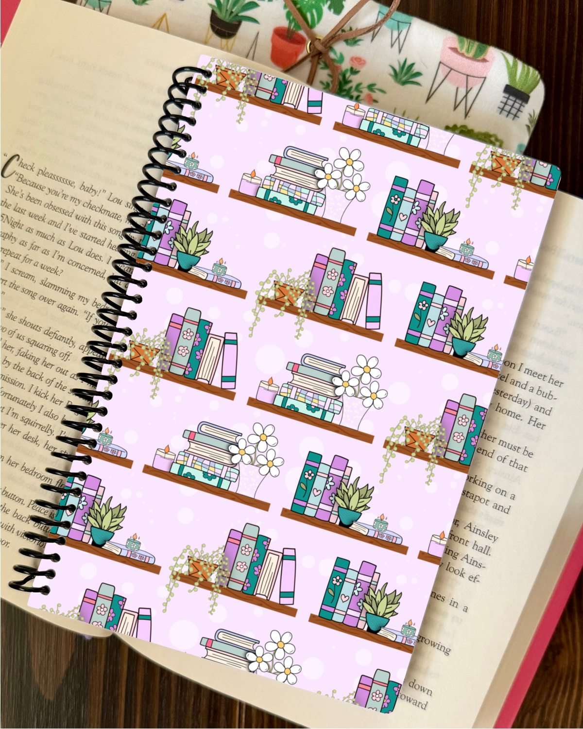 spiral notebook - purple bookshelf