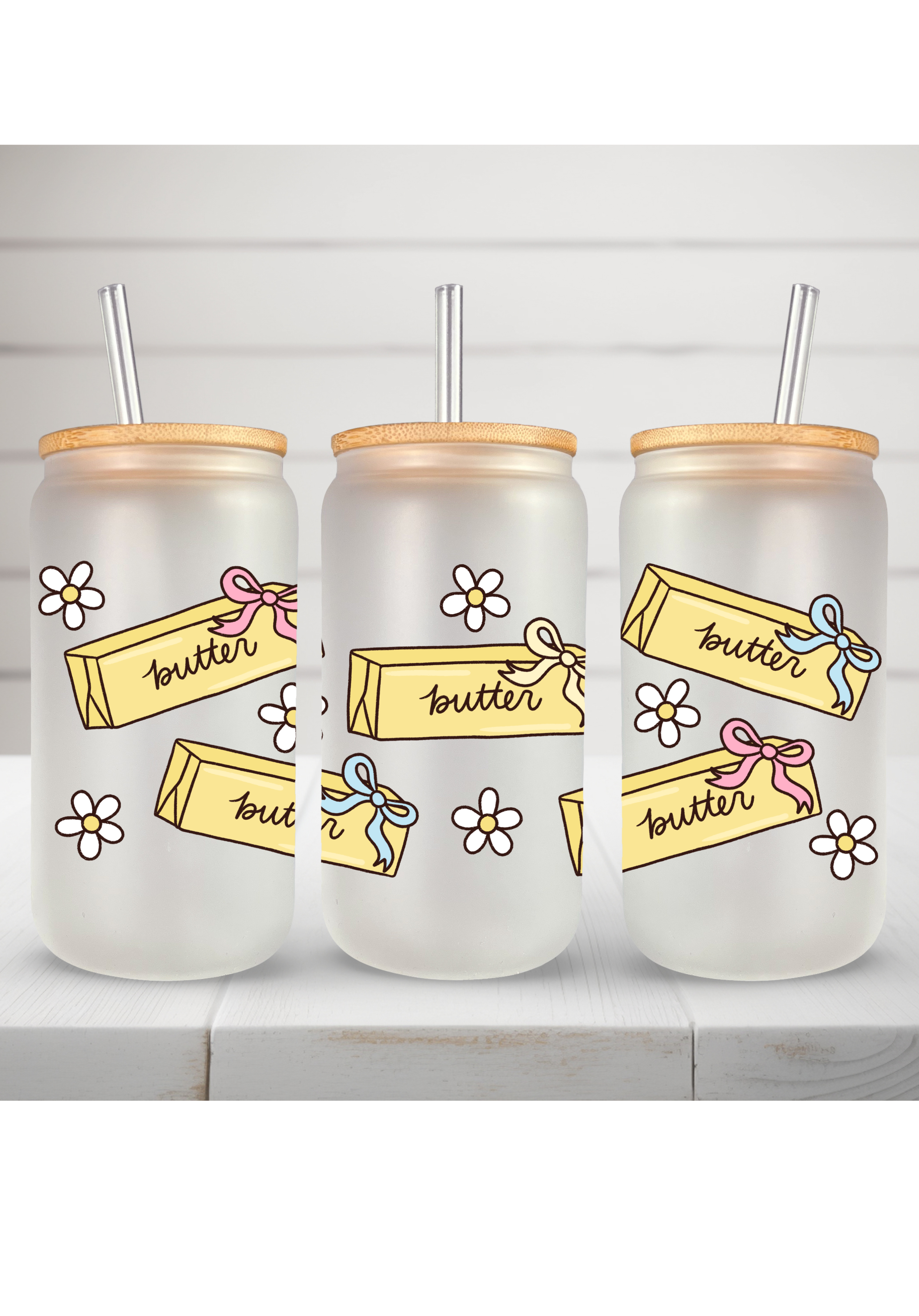 16oz frosted glass can - butter