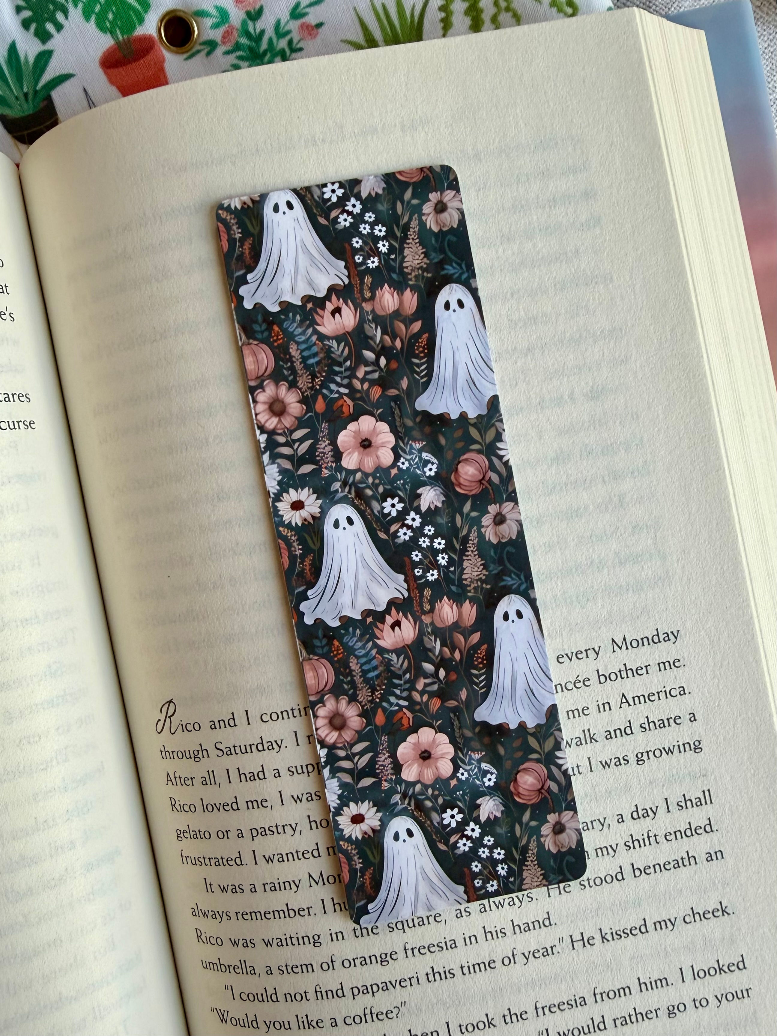 vintage ghosts and flowers bookmark