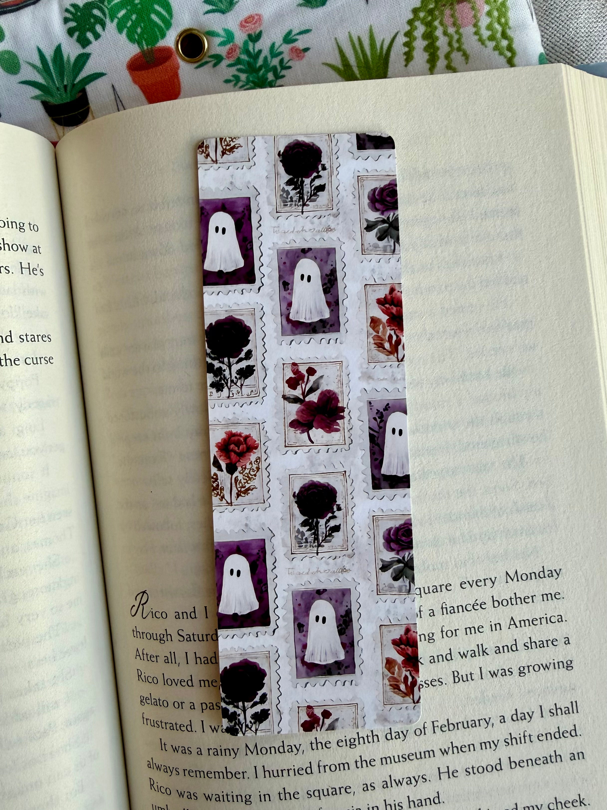 vintage ghost stamps bookmark