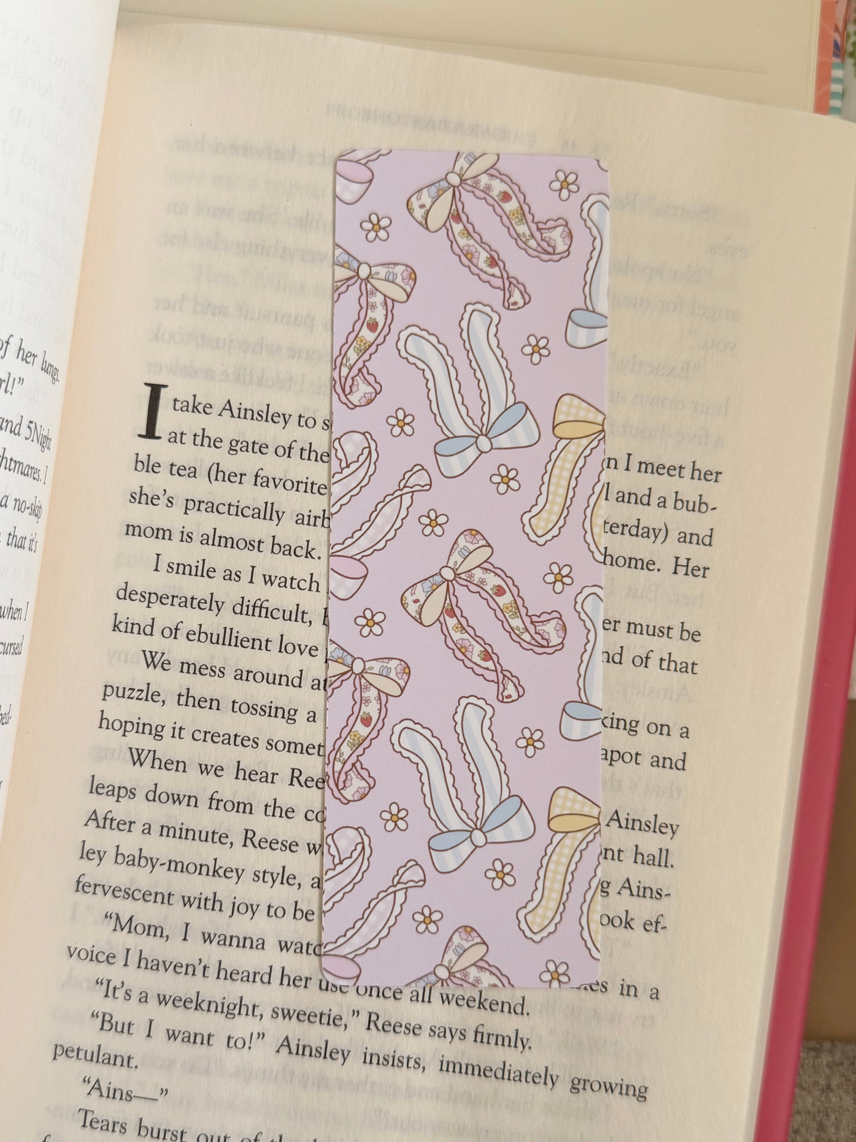cottage core bows bookmark