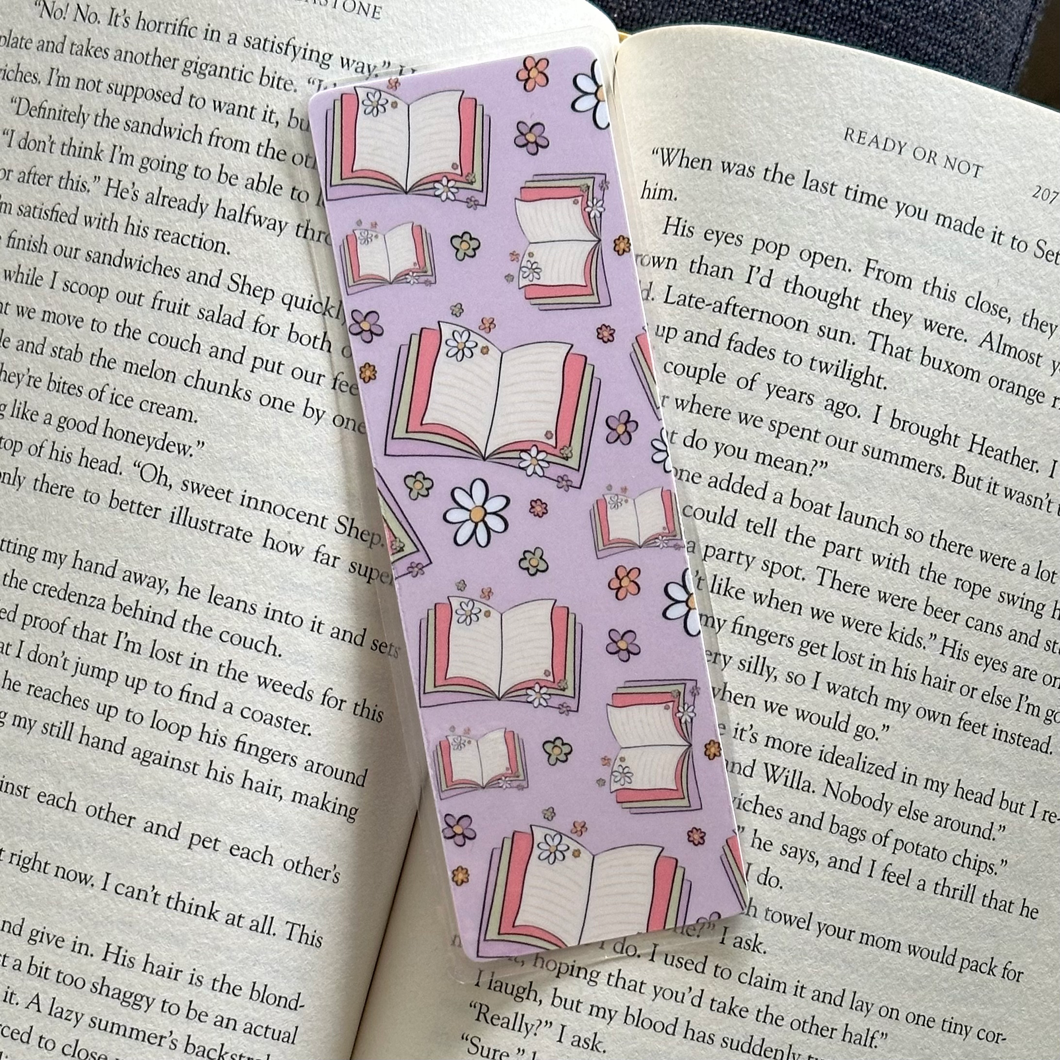 books and flowers bookmark