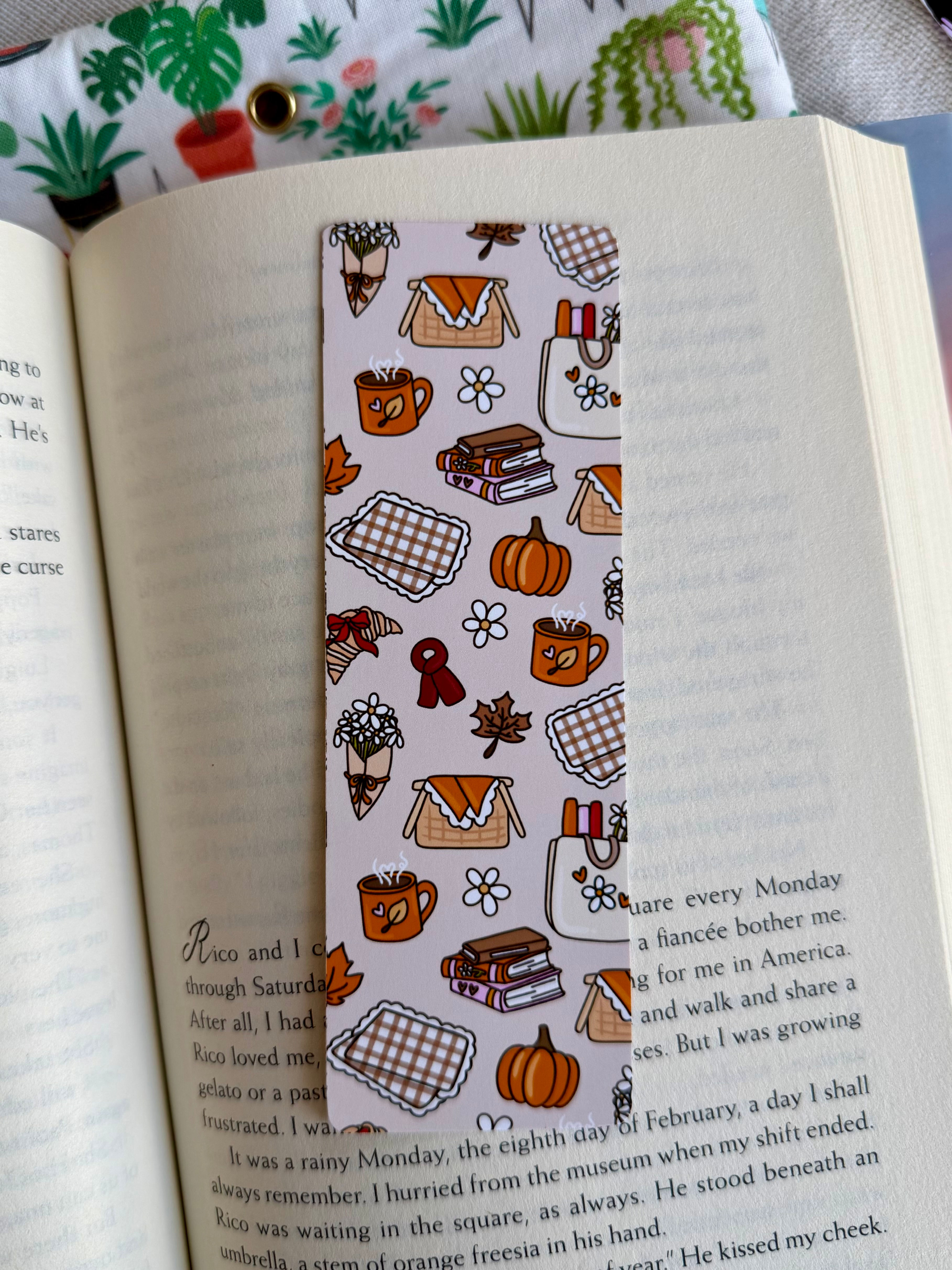 fall bookish picnic bookmark