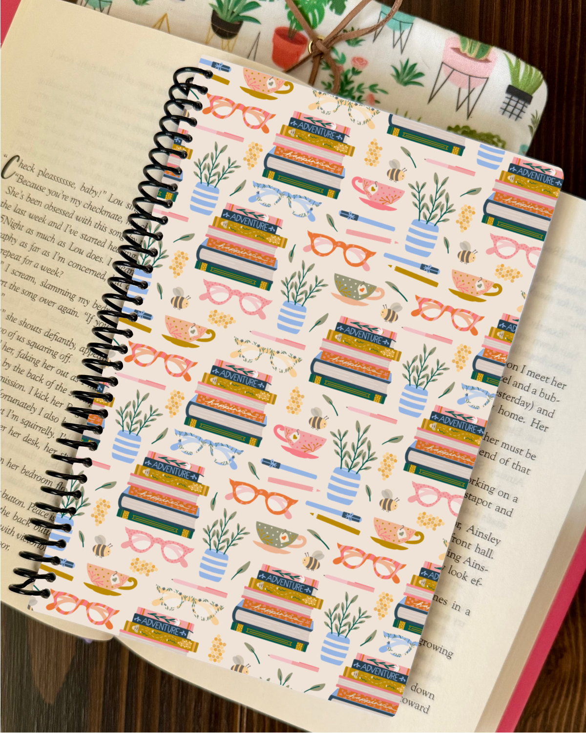 spiral notebook - retro book stack