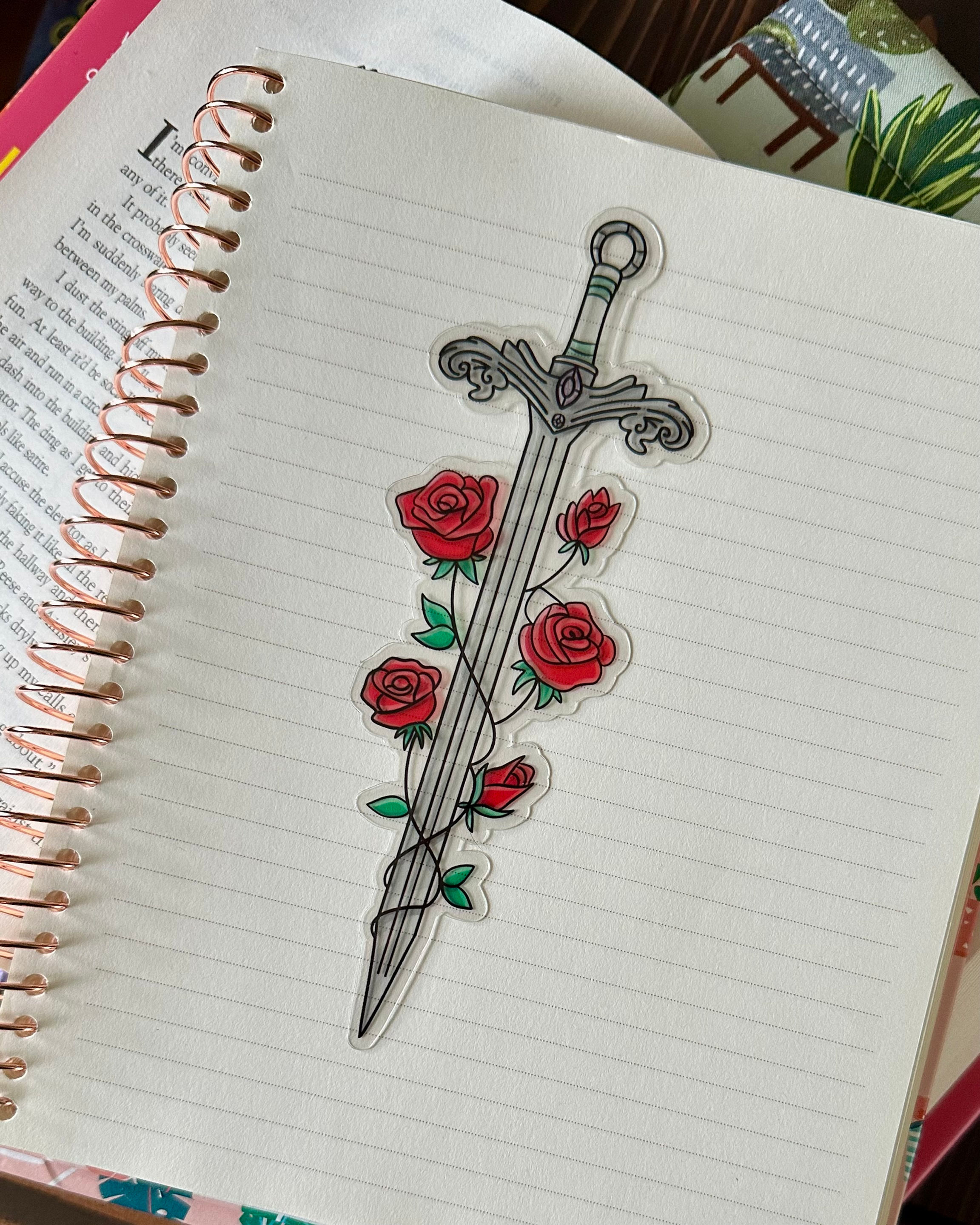 roses and sword transparency bookmark