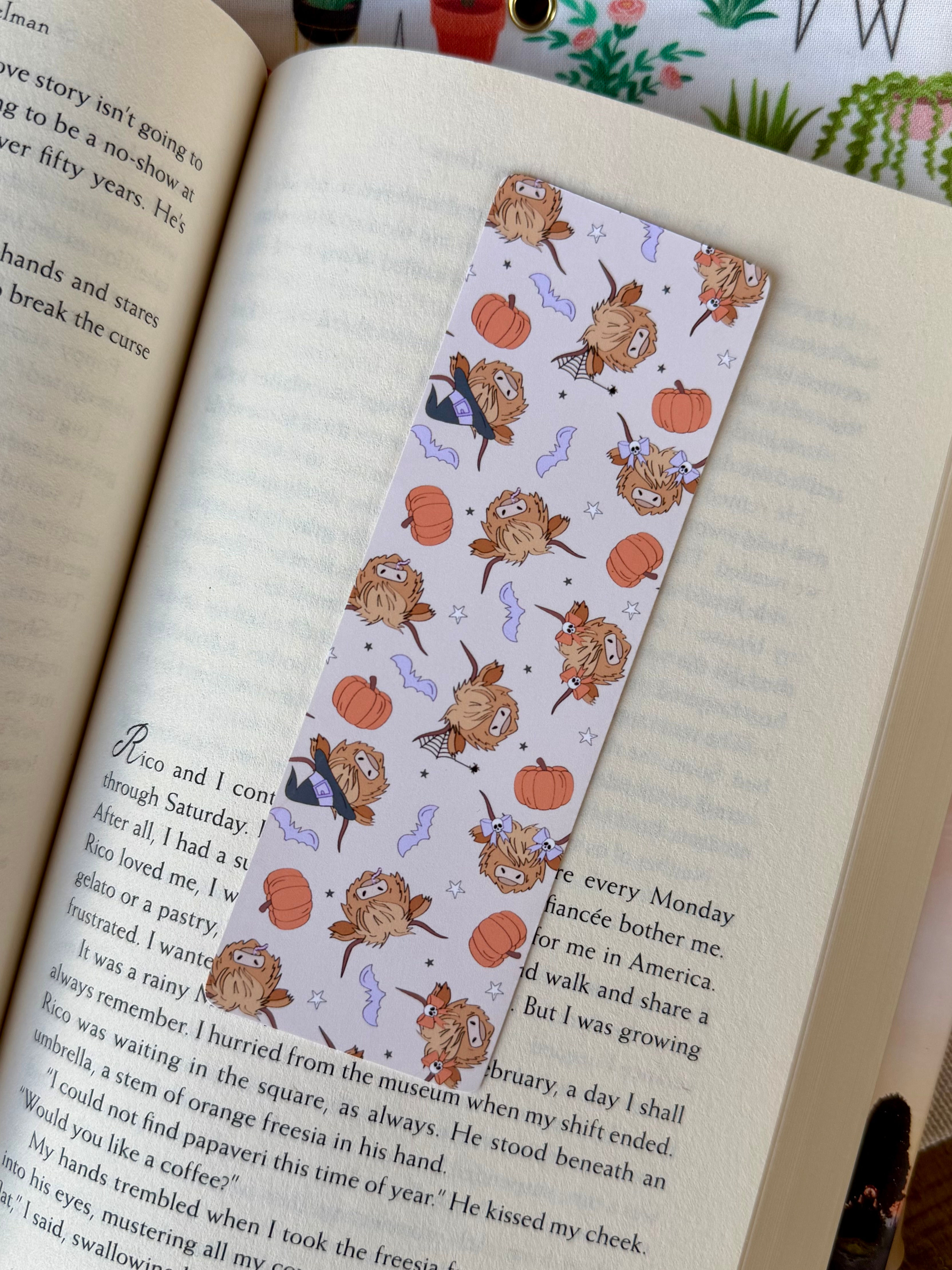halloween highland cows bookmark