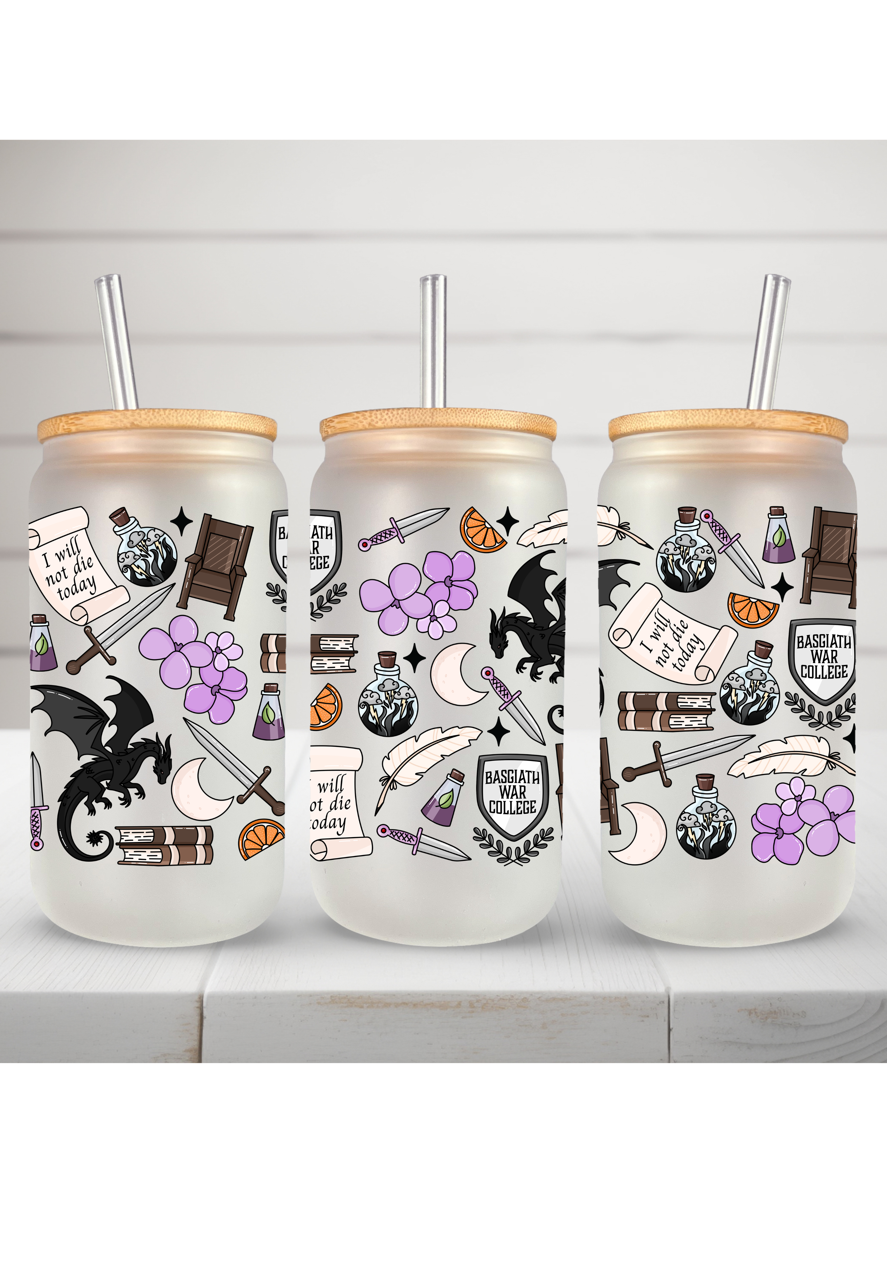 16oz frosted glass can - fourth wing