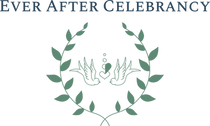 Ever After Celebrancy logo showing two doves representing peace with a heart between them representing love. They are surrounded by circle of vines.
