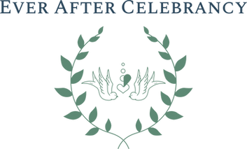 Ever After Celebrancy logo showing two doves representing peace with a heart between them representing love. They are surrounded by circle of vines.