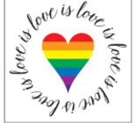 Love is love symbol, in recognition of Tania Geyer of Ever After Celebrancy's strong inclusivity