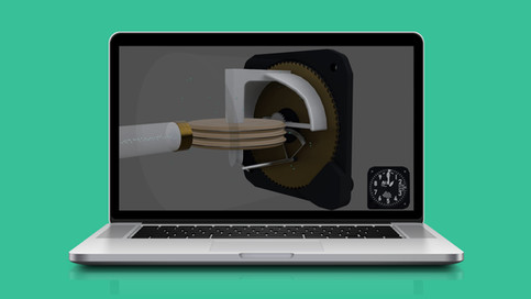 A laptop displaying the inner workings of an altimeter for student pilots.