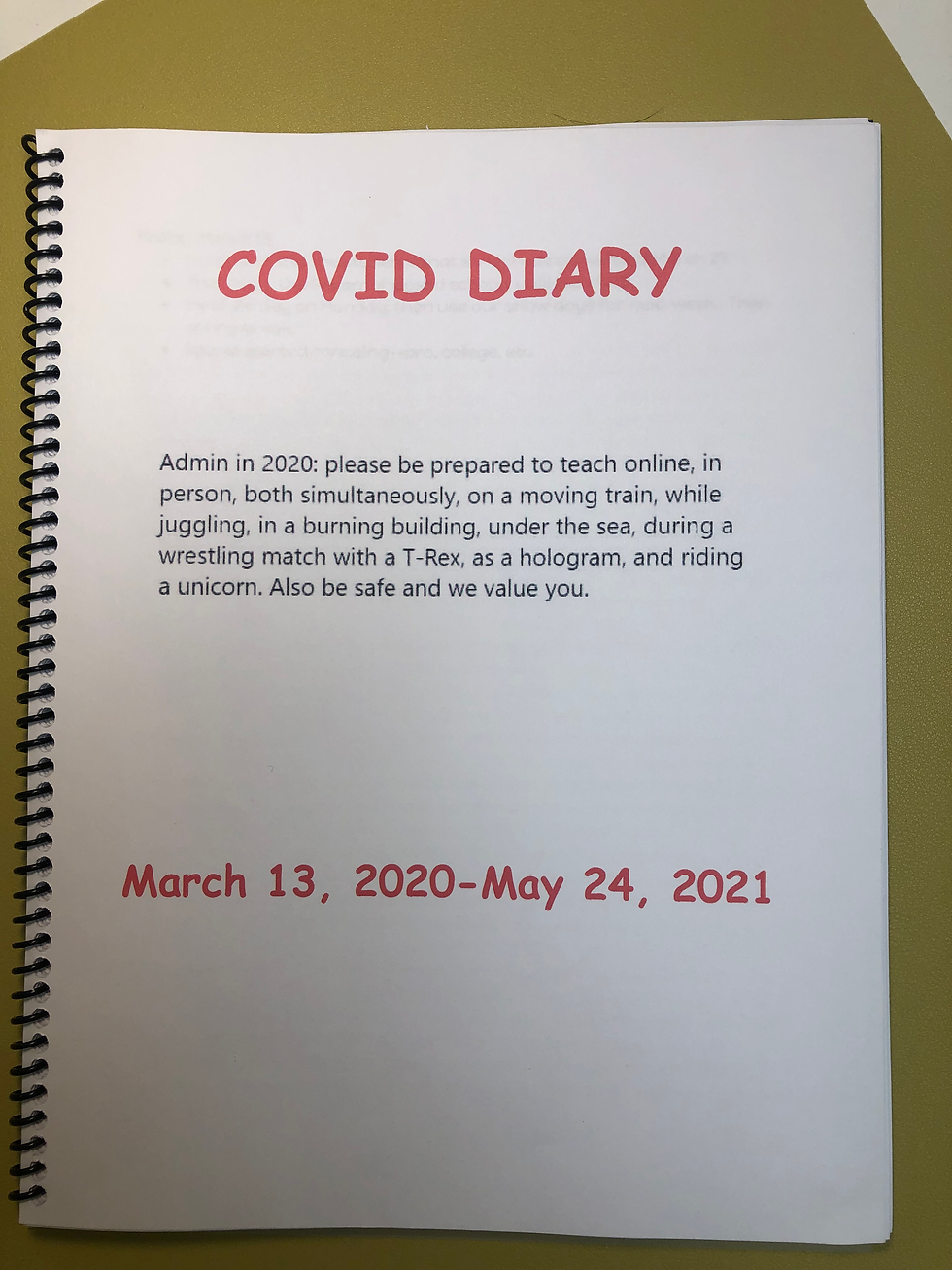 The journal I kept through the shutdown.