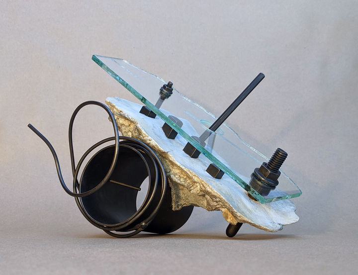 Danny Rosales art sculpture Part # 77 With Coil, CSG, 10x5x8