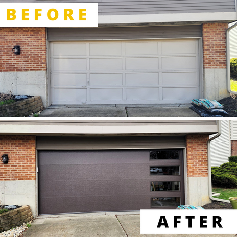 Before and after garage door repair