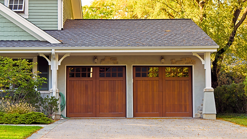 New wooden garage door with windows