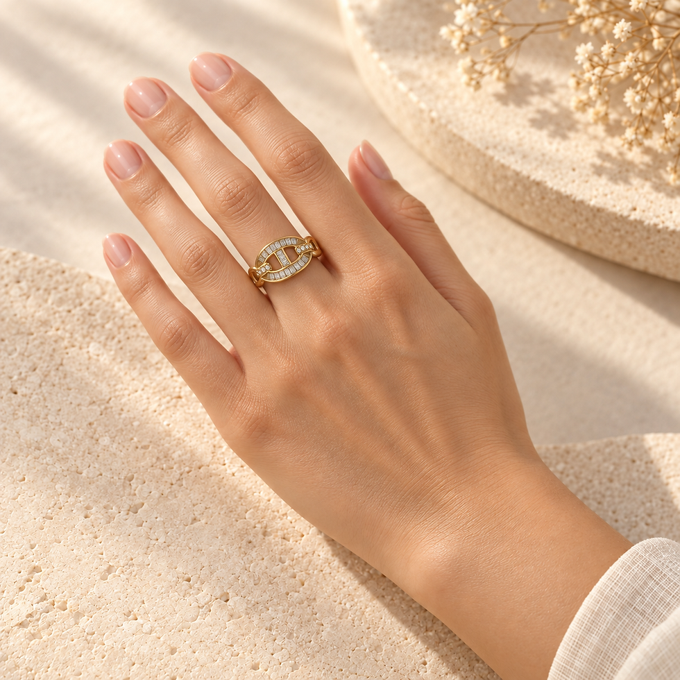bague ovale strass femme Marina dorée