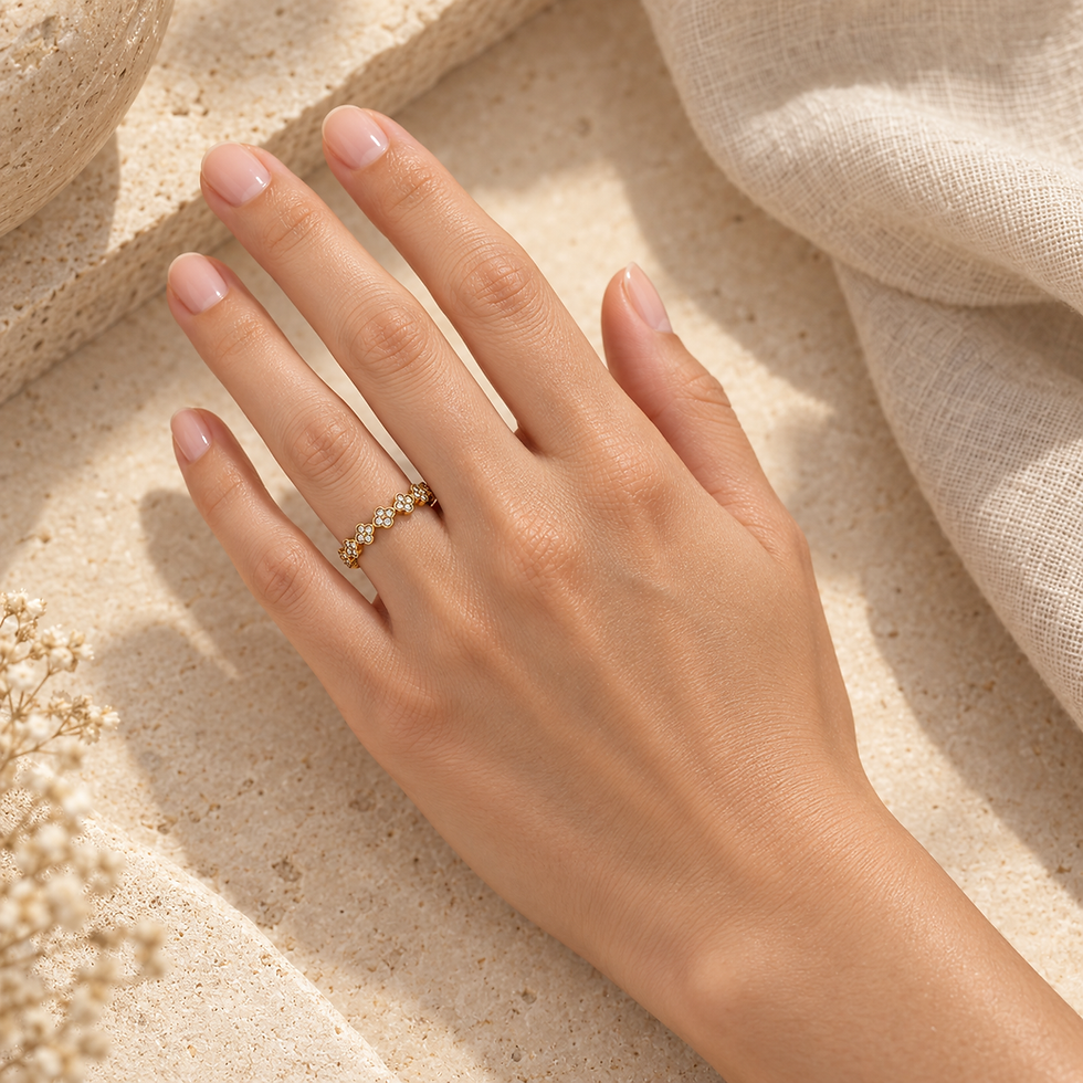 bague fleurs strass femme Alma dorée