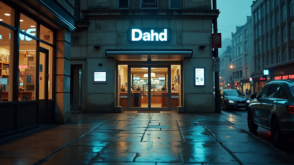 Eye-level view of well-guarded entrance to a business