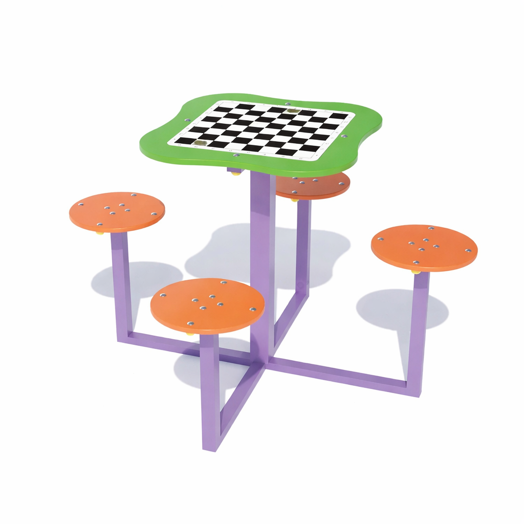 Tavolo Ludico per Bambini con Scacchiera Integrata e Sedute