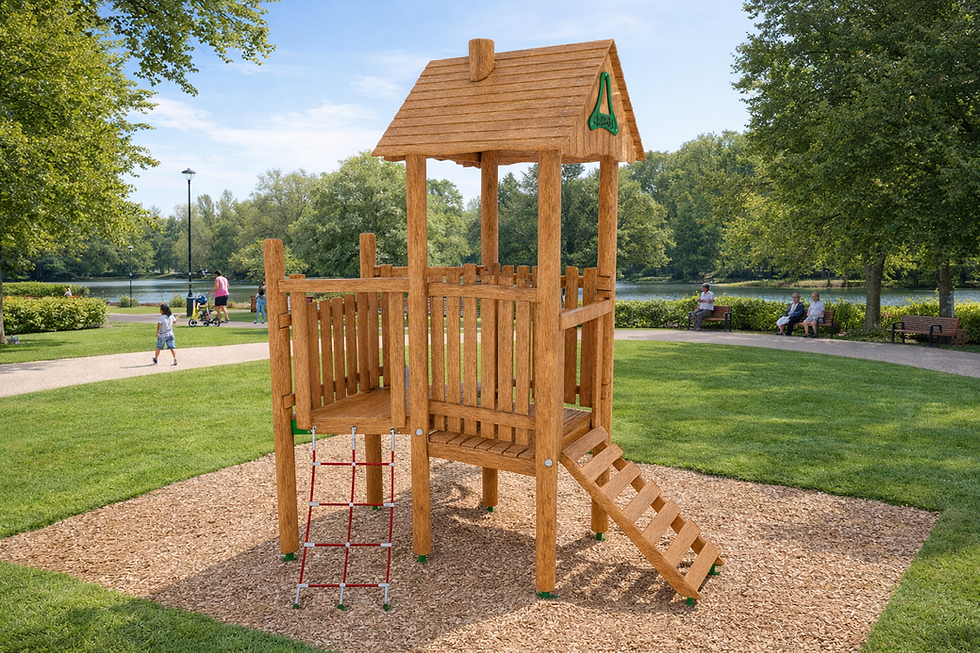 Torre Gioco in Legno Modulare con Rete di Arrampicata e Scala – Linea Arealys Outdoor