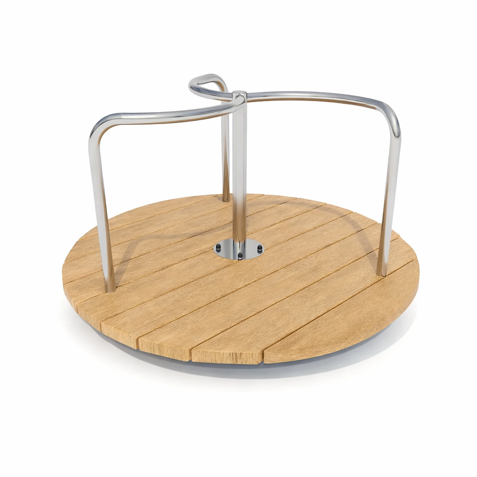 Giostra Rotante a Pedale in Legno e Acciaio per Parchi Pubblici