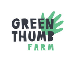 Green thumb farm logo showing green hand-print with black text