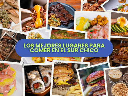 Afiche que muestra fotografías de comidas en los mejores establecimientos del Sur Chico