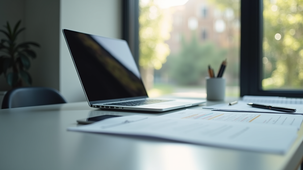 Vue rapprochée d’un contrat et d’un ordinateur portable sur un bureau moderne