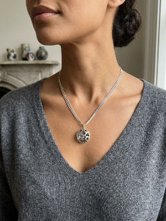 Sterling silver pendant - Cutout hearts design