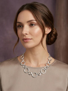 Sterling silver necklace - large and small circular links design