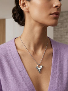 Sterling silver pendant - 'Liquid silver' heart