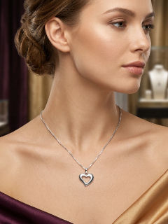 Sterling silver pendant - open heart design