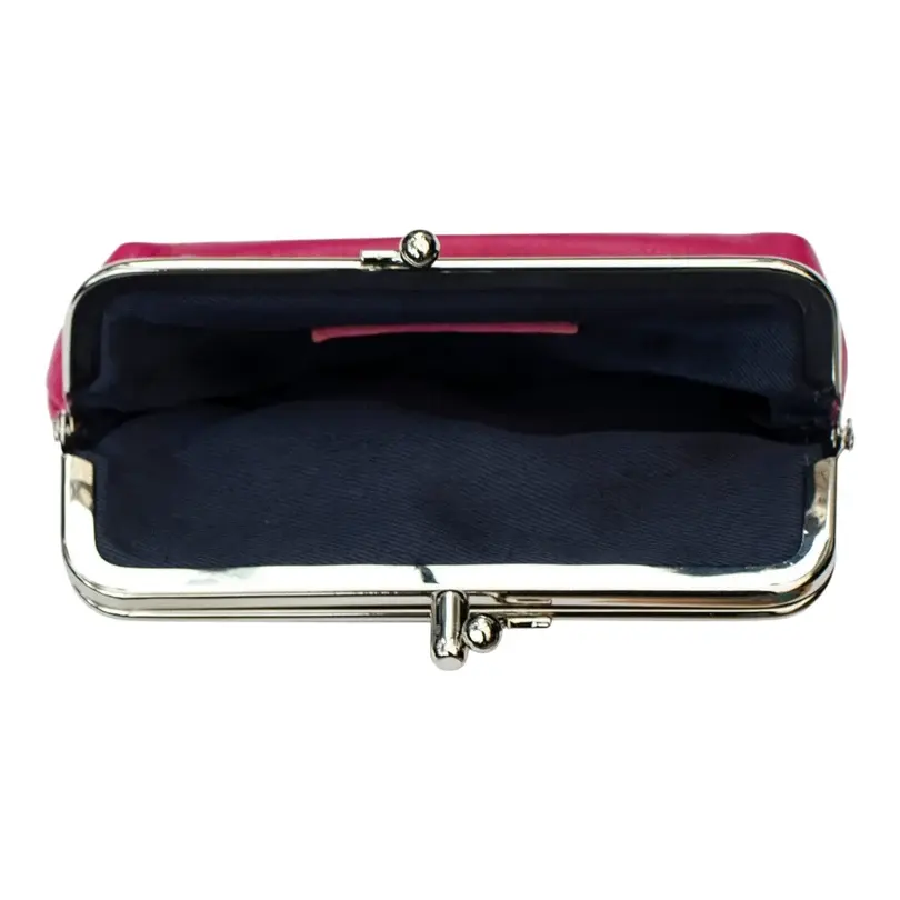 Thumbnail: Compact  fine leather coin purse with RFID protection. - cerise