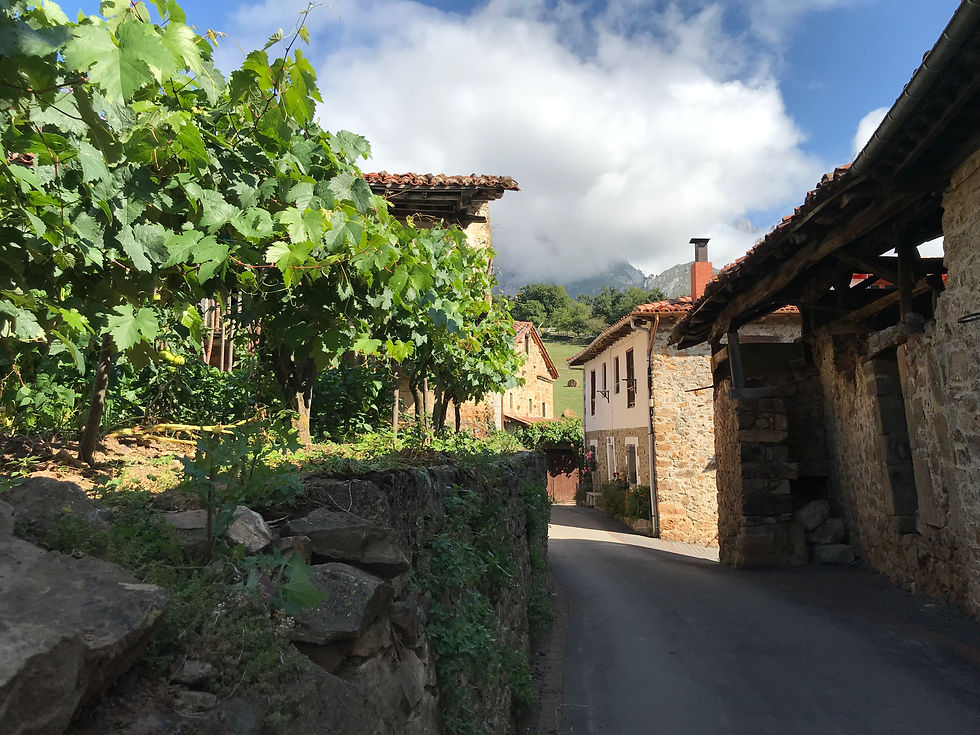 A quiet village street in Piloña, Asturias.