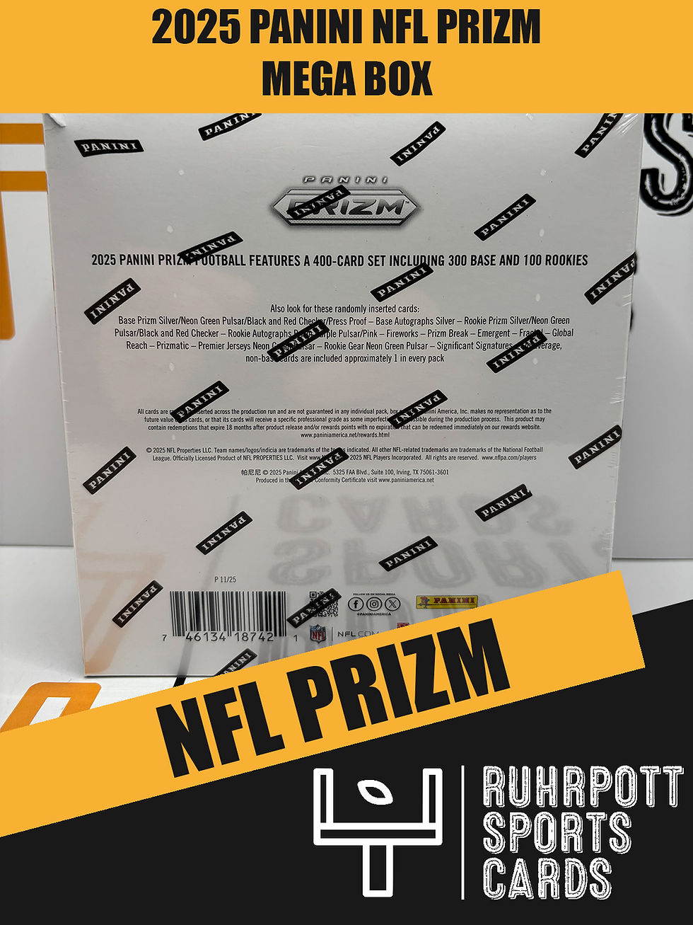 2025 Panini NFL Trading Cards Prizm Mega Box