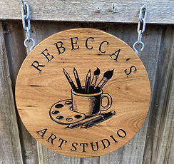 Round custom engraved wooden business sign