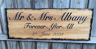 Custom engraved large wedding sign with burnt edges