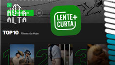 Interface do streaming Lente Curta+, com alguns os títulos no Top 10 Filmes do Lente Curta+
