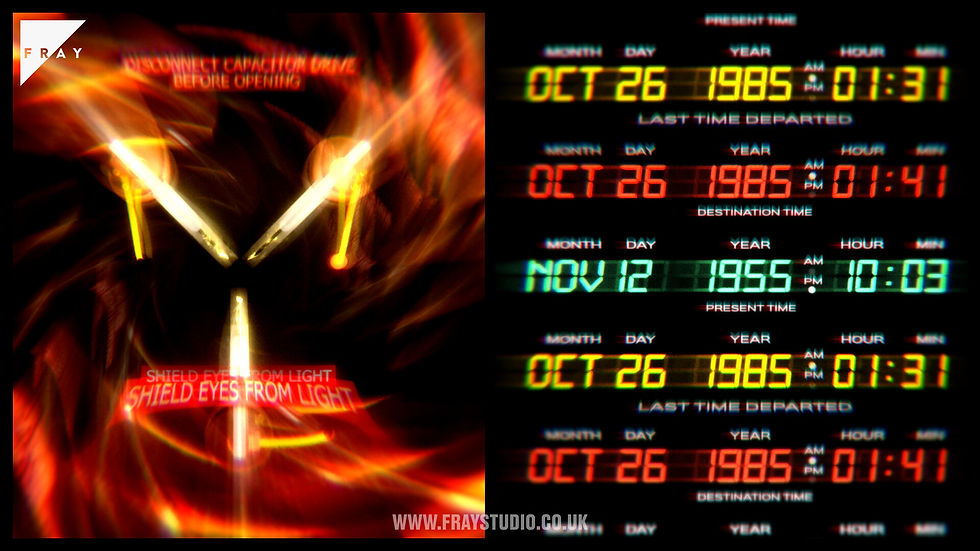 Back to the future the musical screen content made using Notch designed by FRAY Studio's Finn Ross and Adam Young.