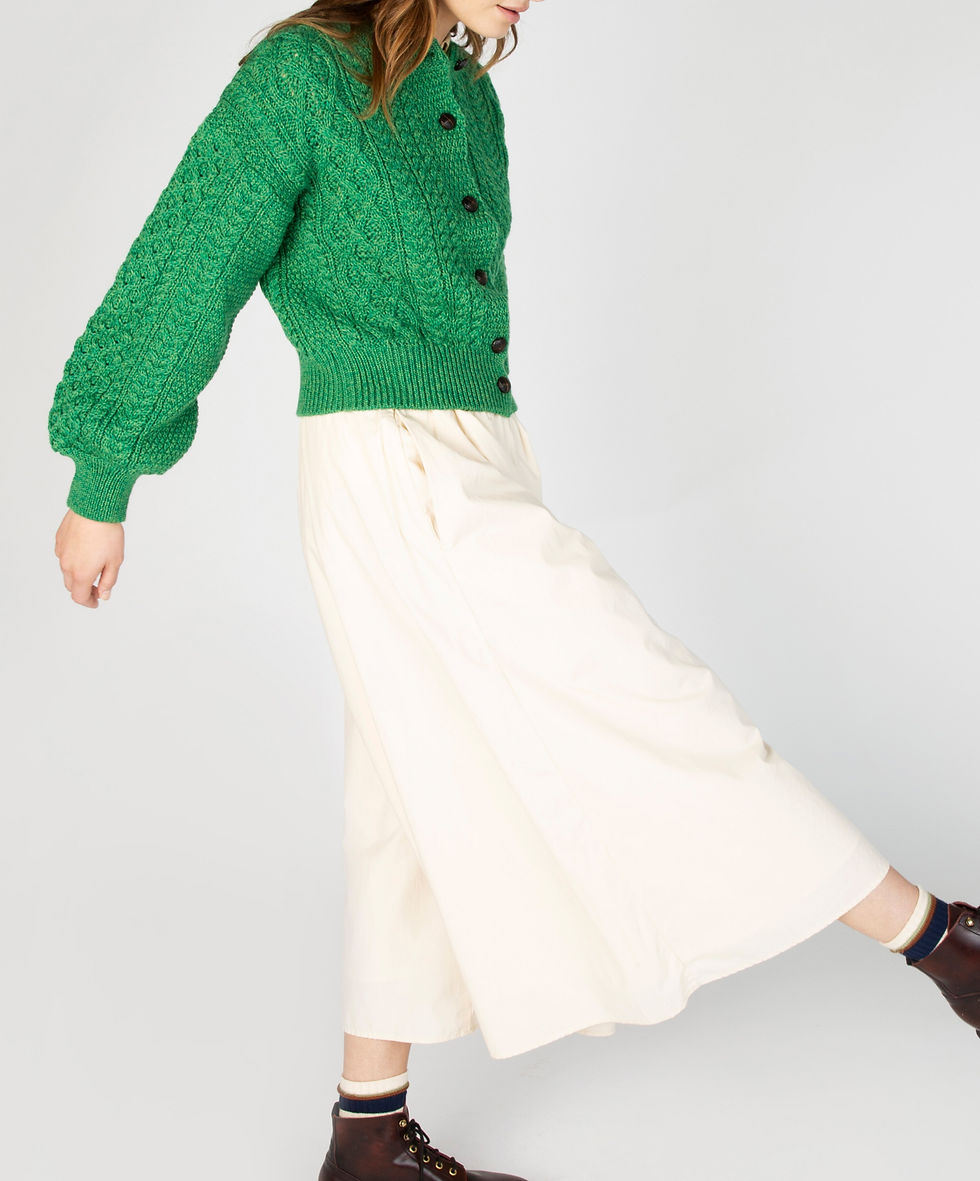 Miniature : Cardigan Trèfle - 100 % laine - Vert émeraude