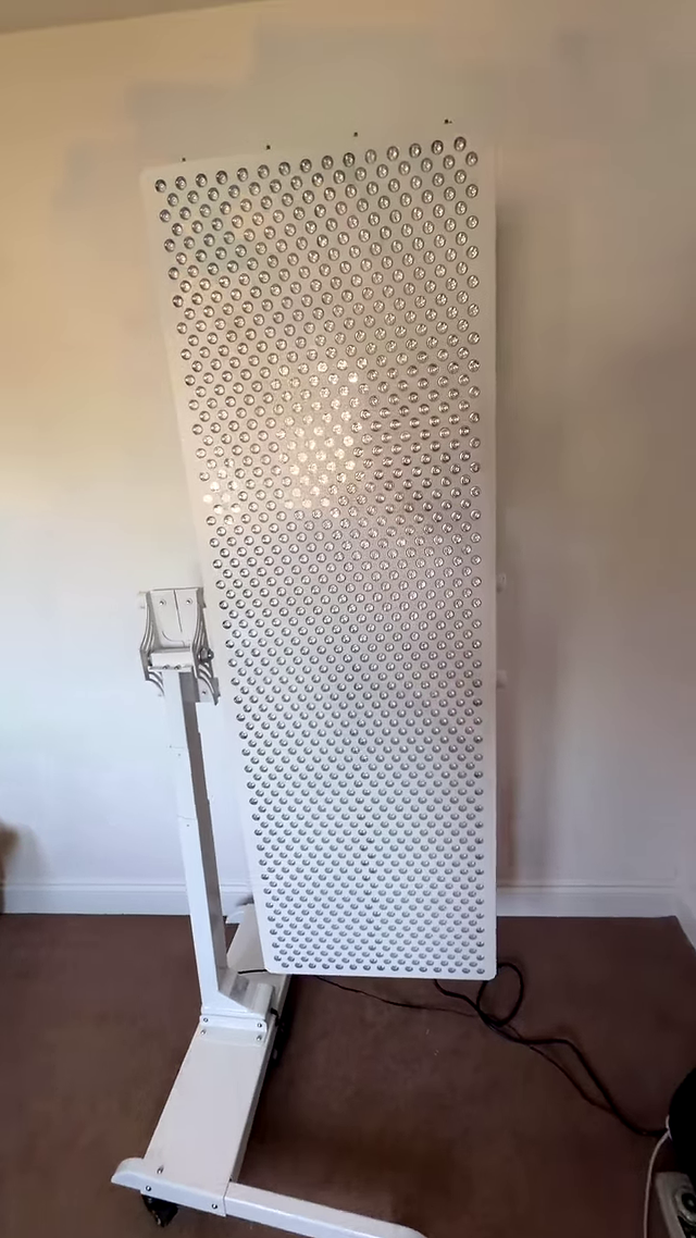 red light panel set up in a Glasgow home wellness room