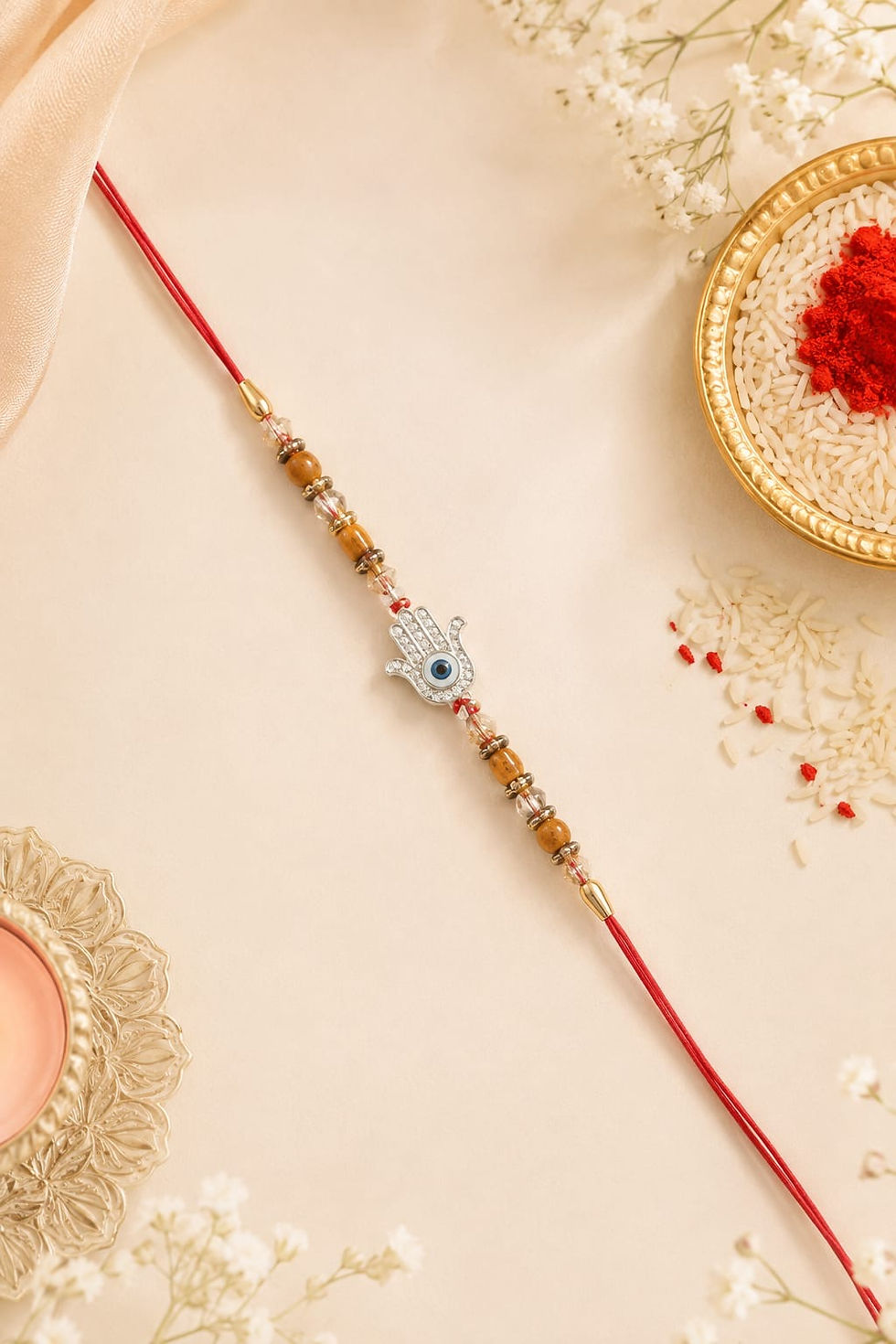 hamsa evil eye 925 silver rakhi