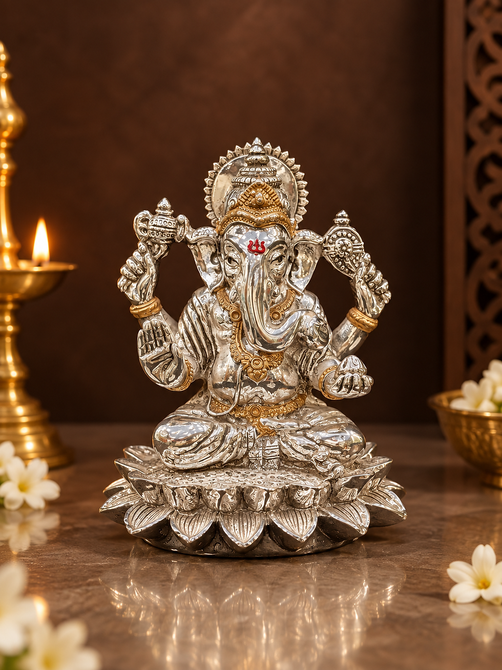 Silver Plated ganesh murti